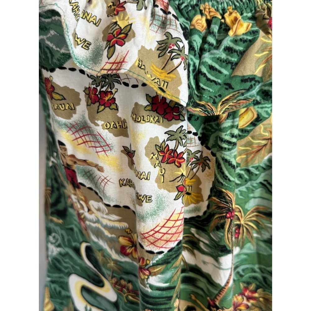 Hilo Hattie Hawaiian Original Muumuu Dress Large Land of Aloha Map Print Green - Picture 5 of 8